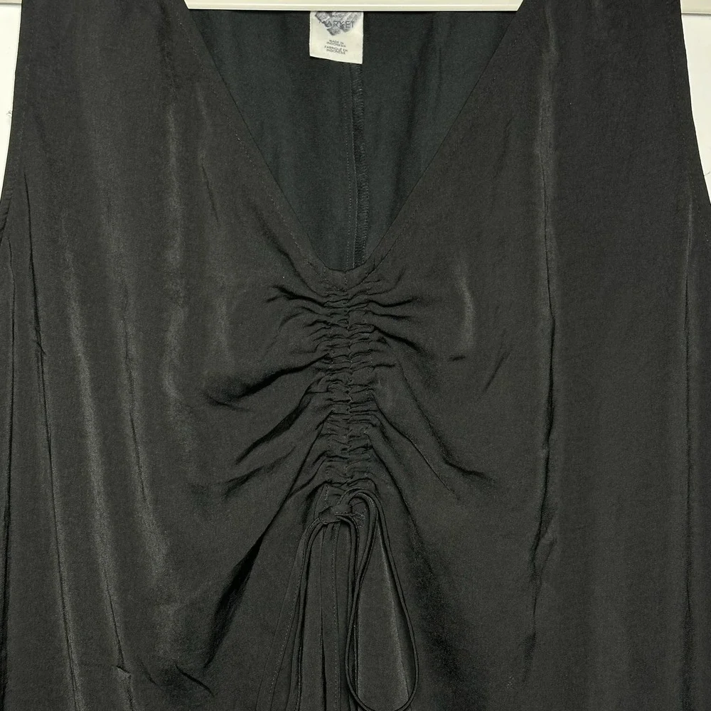 Melrose and Market Black V Neck Ruched Drawstring Tank Top Women‎ Plus Size XL